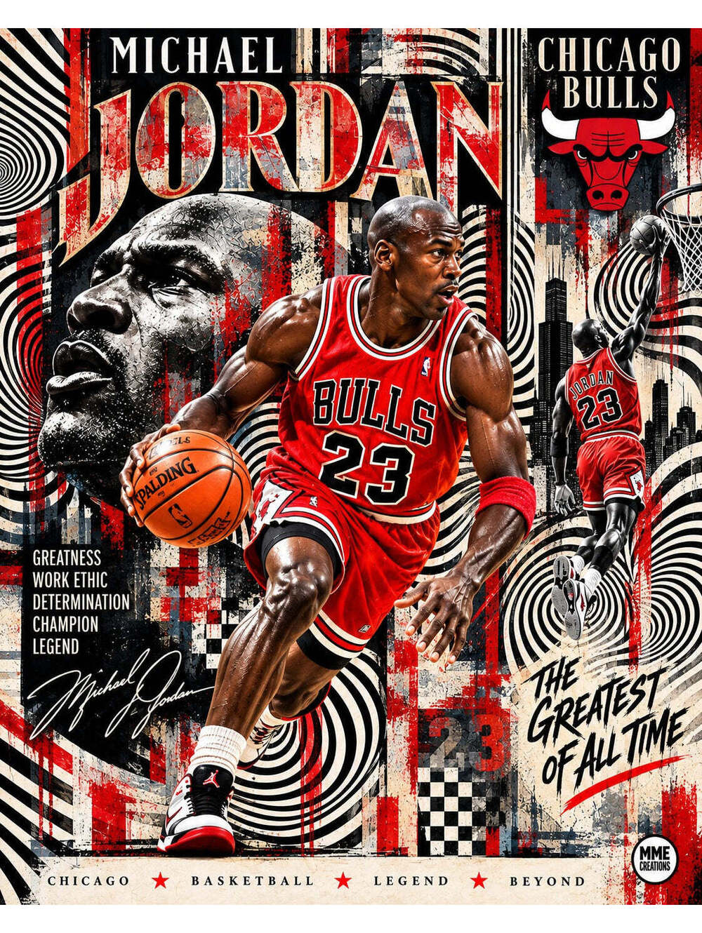 4732 Michael Jordan Op Art × Pentimento AG Collection 8x10 Sports Print